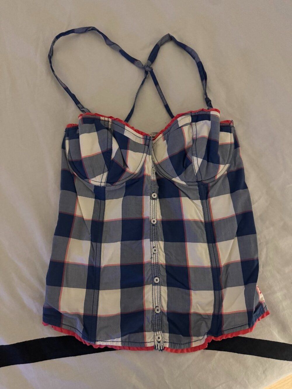 RARE EUC Gilly Hicks Plaid Corset Bustier Top Sz L